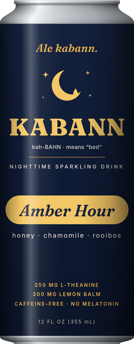 KABANN Amber Hour concept can in midnight navy with a gold crescent moon